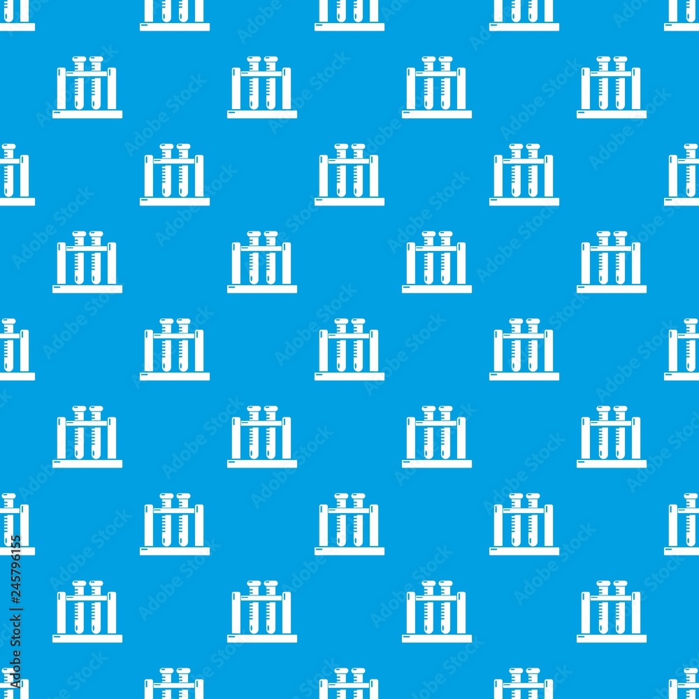 Medical test tubes pattern vector seamless blue repeat for any use