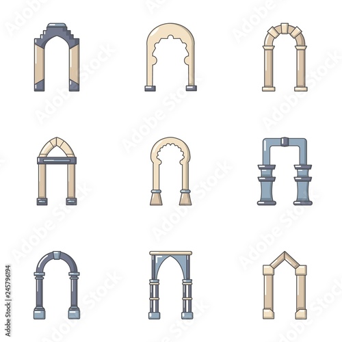 High arch icons set. Flat set of 9 high arch vector icons for web isolated on white background