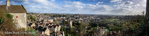 Panoramic view overlooking roman town of Braford on Avon, Wiltshire, UK on 27 Januray 2019