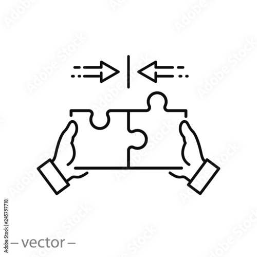 puzzle icon  teamwork concept  jigsaw linear sign on white background - editable vector illustration eps10