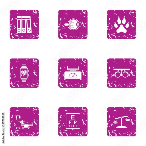 Medical rest icons set. Grunge set of 9 medical rest vector icons for web isolated on white background