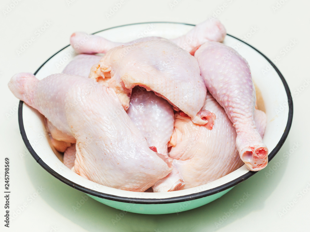 Chicken meat on a large pelvis Chicken meat on a large pelvis