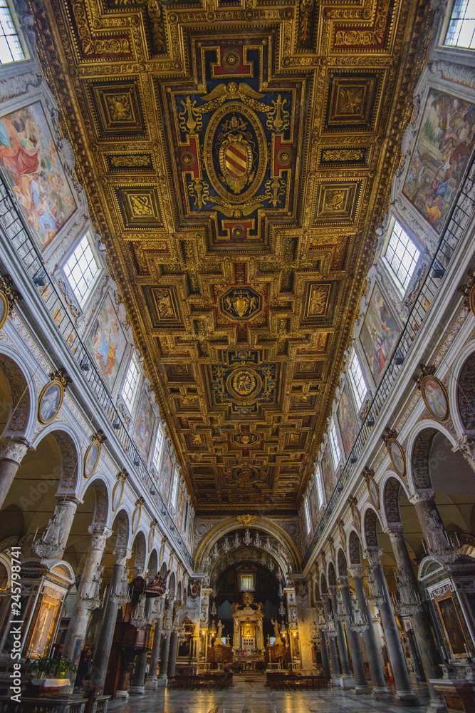Rome, Italy - JANUARY 24, 2019: Interior of Basilica di Santa Maria in Ara coeli 