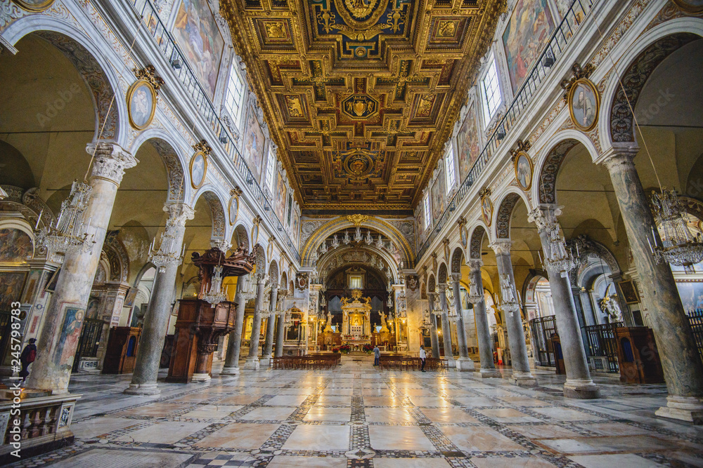 Rome, Italy - JANUARY 24, 2019: Interior of Basilica di Santa Maria in Ara coeli 