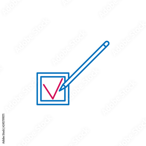 Elections, checking, pen outline colored icon. Can be used for web, logo, mobile app, UI, UX