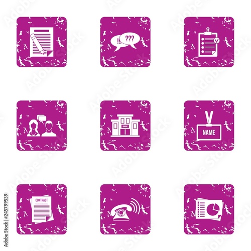 Online translation icons set. Grunge set of 9 online translation vector icons for web isolated on white background