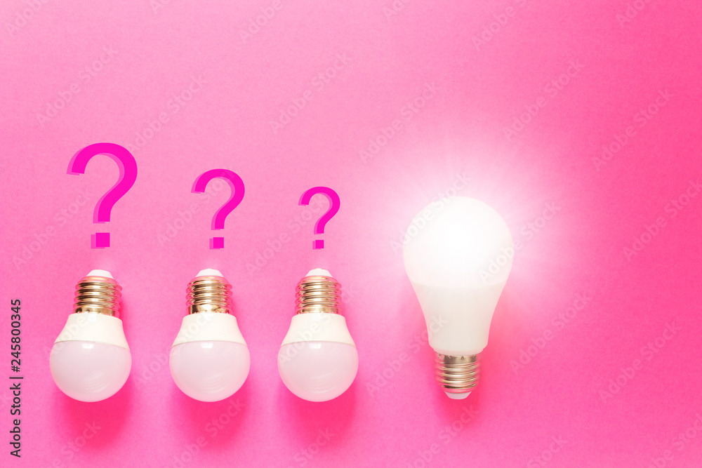 light bulbs on pink background, concept of new idea, symbol of idea light bulbs on pink background, concept of new idea, symbol of idea