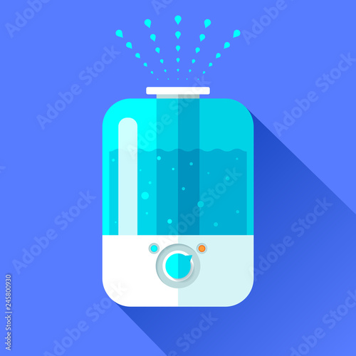 Home humidifier in flat style, household appliance for healthy life, modern electronic, vector design object for you projects