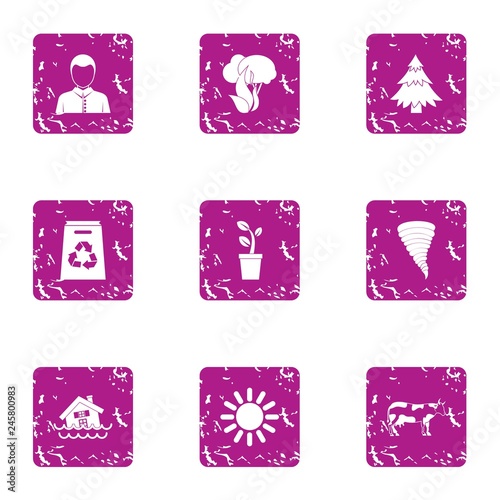 Rescuing nation icons set. Grunge set of 9 rescuing nation vector icons for web isolated on white background