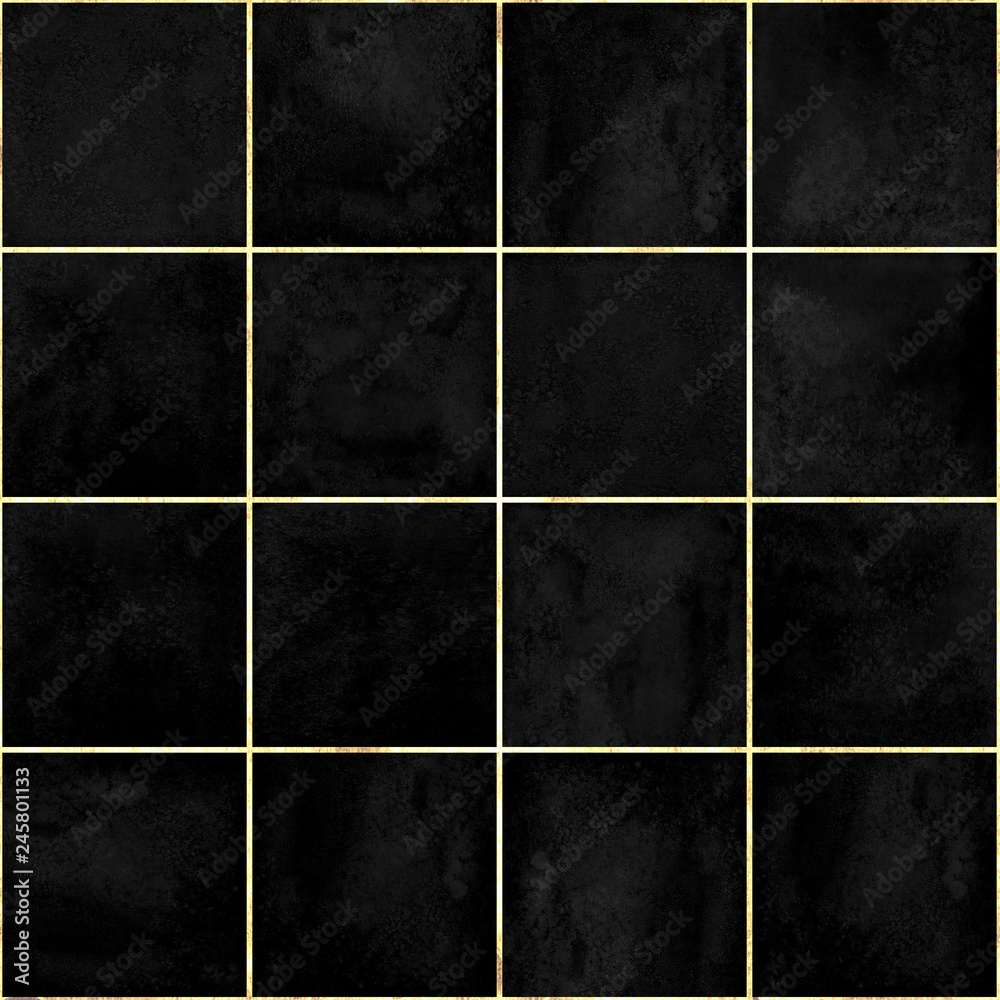 Fototapeta premium Abstract geometric seamless pattern with squares. Watercolour artwork.