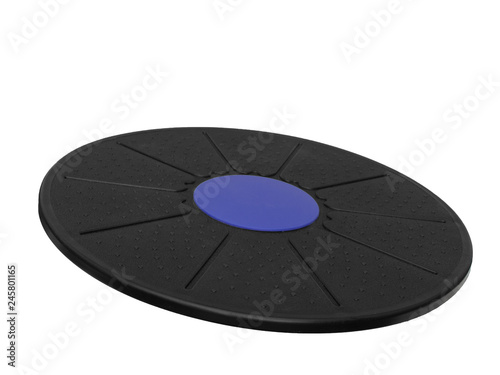 Wobble aka balance fitness board isolated on white background.