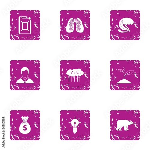 Use of nature icons set. Grunge set of 9 use of nature vector icons for web isolated on white background