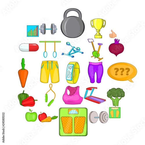 Physical examination icons set. Cartoon set of 25 physical examination vector icons for web isolated on white background