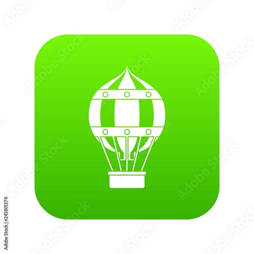 Old fashioned helium balloon with basket icon digital green for any design isolated on white vector illustration