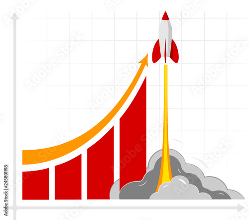 Office infographics showing growth rates, sales, profits or revenues. The result of business training.
