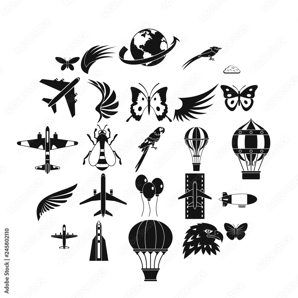 Bird icons set. Simple set of 25 bird vector icons for web isolated on white background