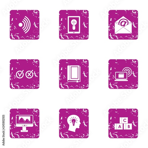 Prefer icons set. Grunge set of 9 prefer vector icons for web isolated on white background