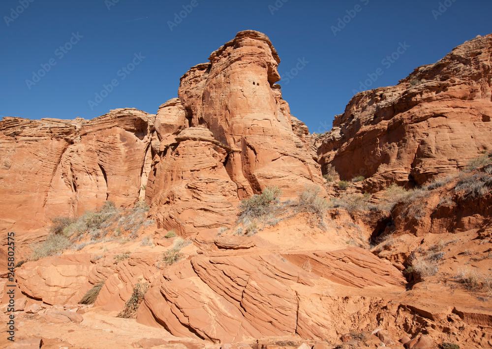 red sandstone formations in antelope slot canyon in Page, Arizona USA