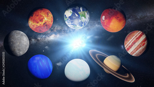 Fototapeta Naklejka Na Ścianę i Meble -  the planets of the solar system lit by the Sun