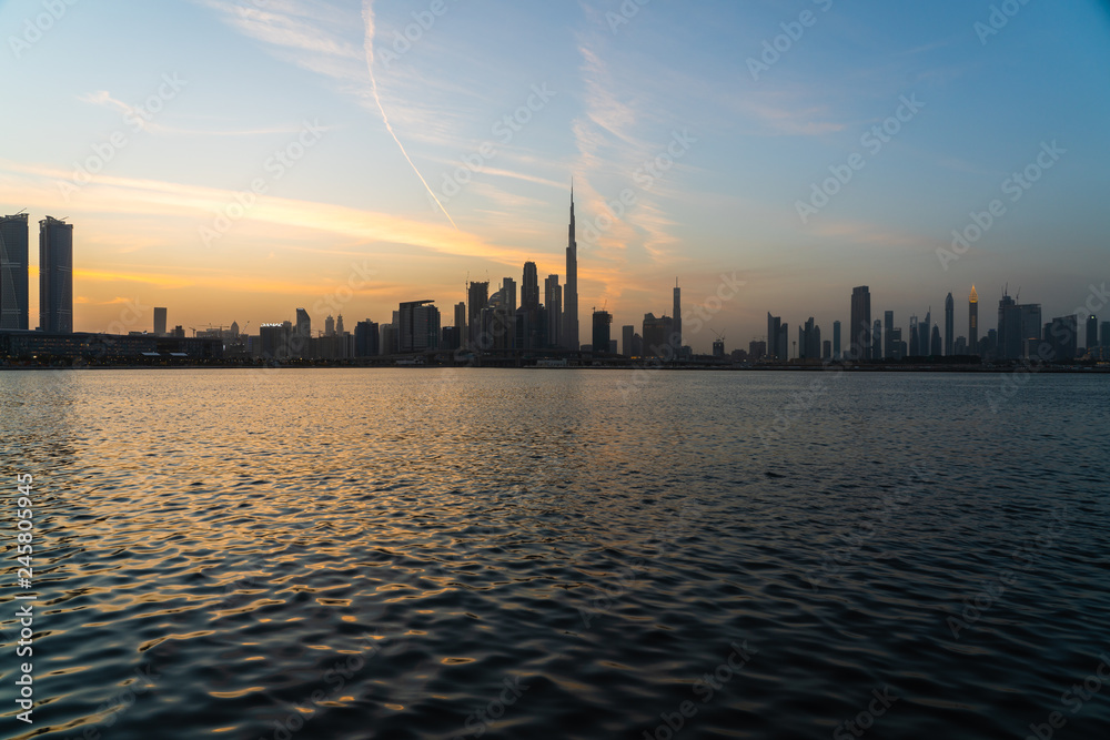 Fototapeta premium Dubai skyline view 2019, united arabic emirates