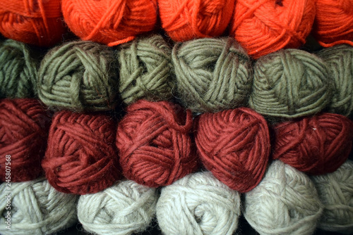 Skeins of wool yarn. Yarn for knitting.
