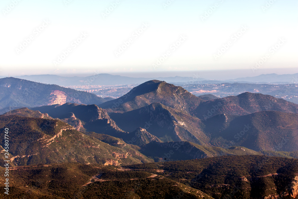Panorama of the mountains in Spain near Montserrat.