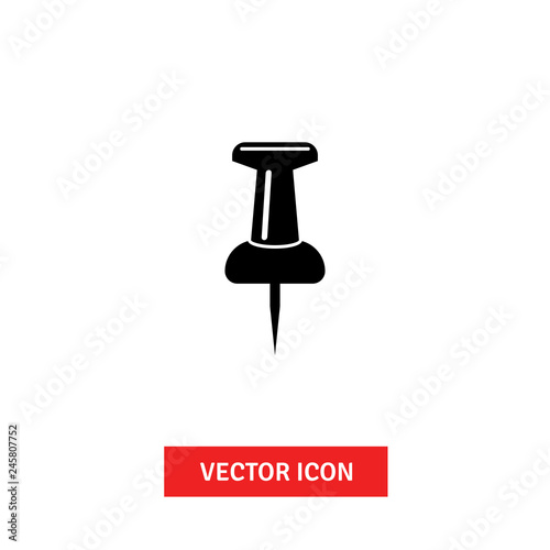 Push pin vector icon, illustration, wektor