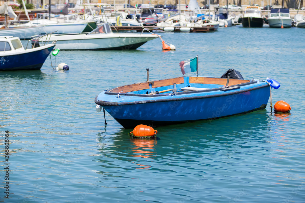 Fishing boats in small port of Bari, Apulia