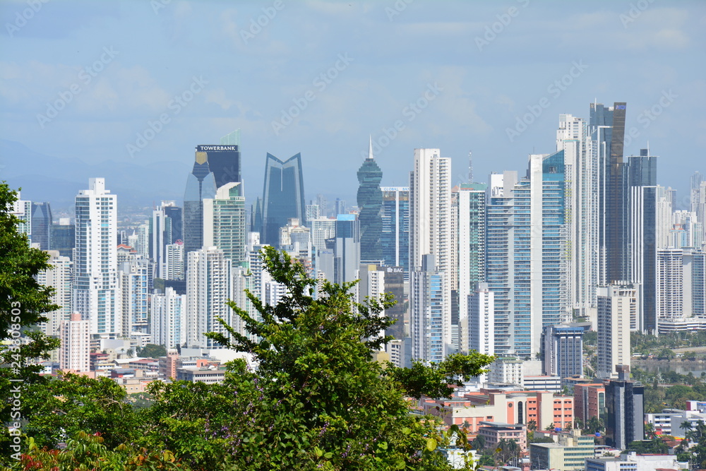 Obraz premium Panama City Skyline at Sunset - Horizon Ville de Panama 