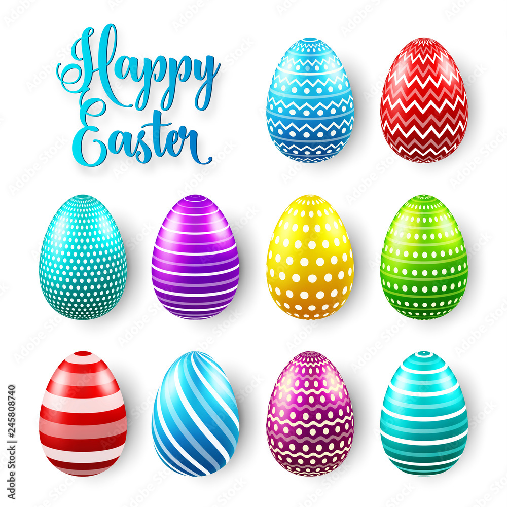 Easter eggs colored set. Spring holidays in April. Gift. Seasonal celebration.Egg hunt Sunday. Easter eggs colored set. Spring holidays in April. Gift. Seasonal celebration.Egg hunt Sunday.