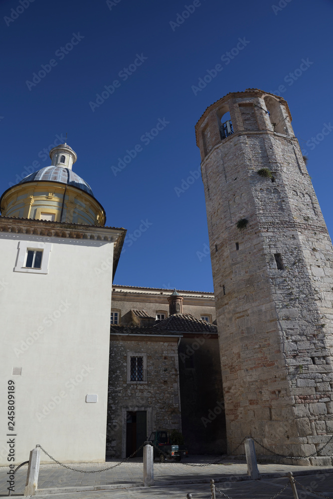 famous dodecagonal tower with bell tower in Amelia, Umbria, Italy famous dodecagonal tower with bell tower in Amelia, Umbria, Italy