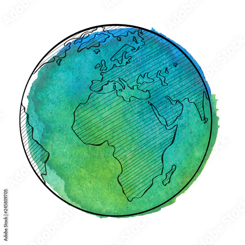 Watercolor earth. Vector illustration.