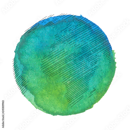 Watercolor stain of earth. Vector illustration.