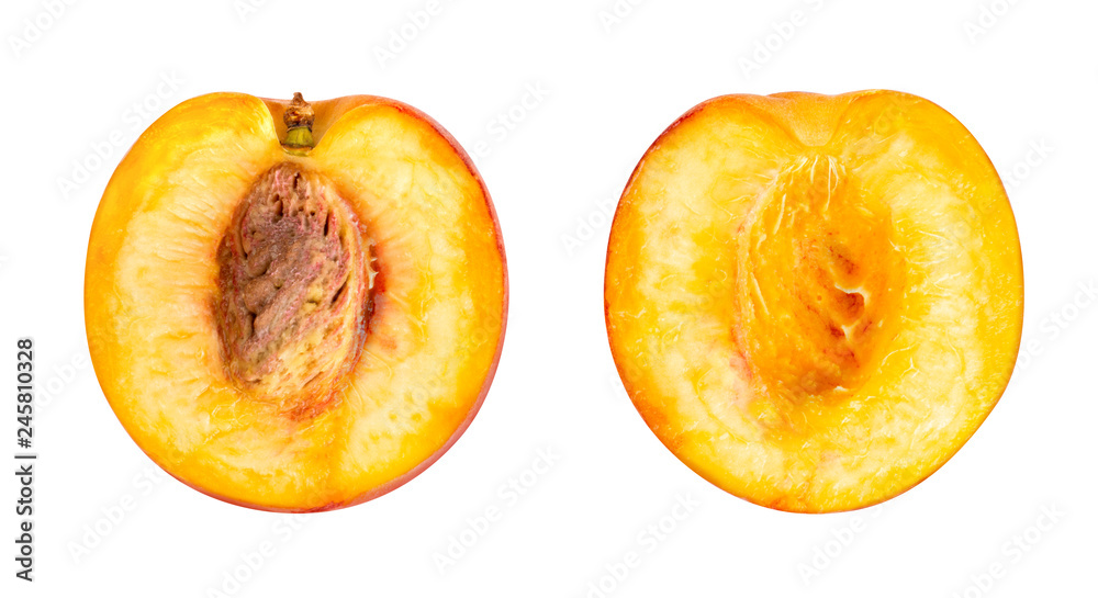 peach with stone isolated on white background