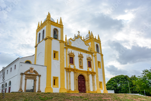 Aerial view of the historical Carmo church in Olinda, Pernambuco, Brazil with its Baroque style and construction dated from the 17th century.