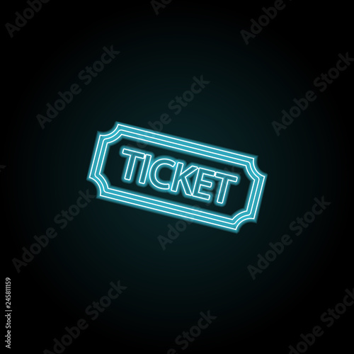 Ticket icon icon in neon style. Simple thin line, outline vector of cinema icons for UI and UX, website or mobile application