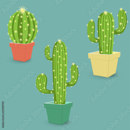 Cactus icon in a pot. Gardening plant icon - plant symbol isolated, plant illustration - Vector. Pot for flowerpots