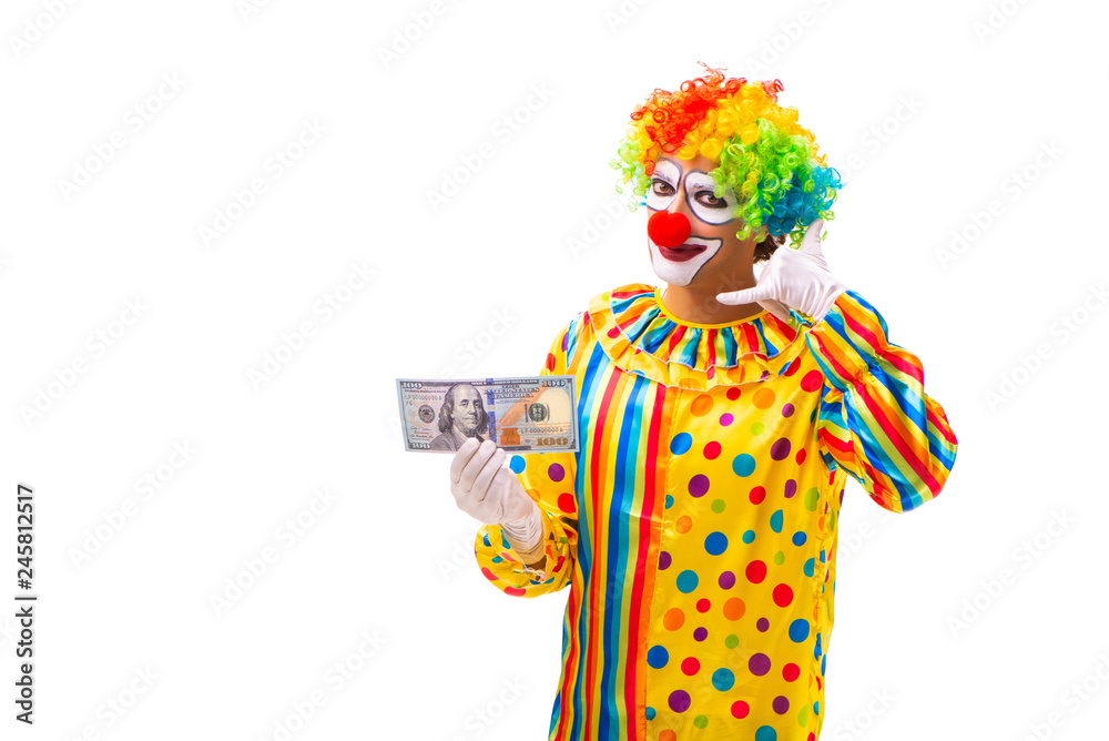 Male clown isolated on white Male clown isolated on white