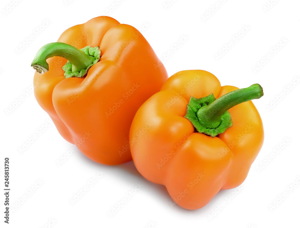 orange sweet bell pepper isolated on white background orange sweet bell pepper isolated on white background