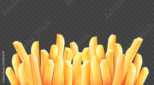 French fries. Roasted potato chips in deep fat fry oil potatoes.