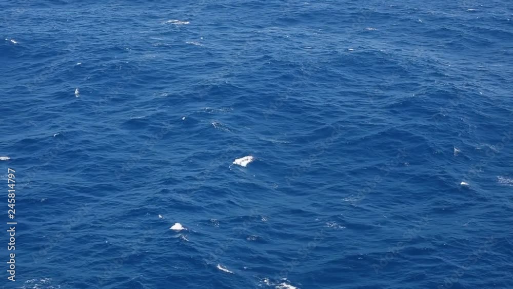 Pacific Ocean blue water waves rolling by as viewed from above the surface. Cruise ship view of the ocean. Travelling by ship to a holiday destination. Pacific Ocean blue water waves rolling by as viewed from above the surface. Cruise ship view of the ocean. Travelling by ship to a holiday destination.
