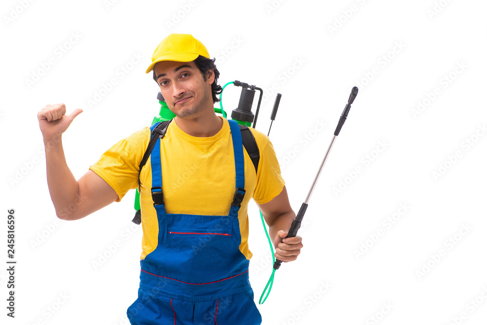 Pest control contractor isolated on white background Pest control contractor isolated on white background