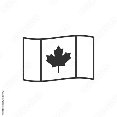 Canada flag icon in black outline flat design. Independence day or National day holiday concept.