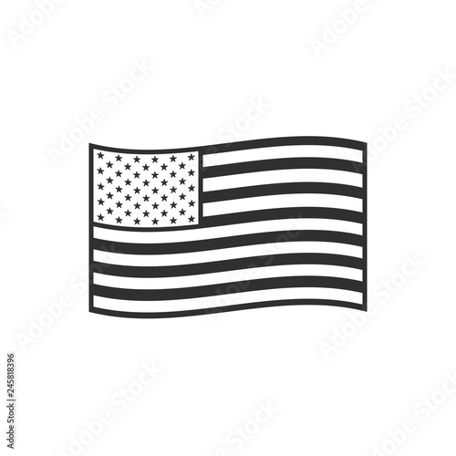 United States flag icon in black outline flat design. Independence day or National day holiday concept.