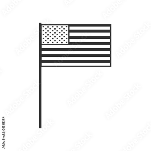 United States flag icon in black outline flat design. Independence day or National day holiday concept.