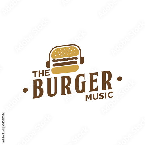 The music burger vintage logo design inspiration