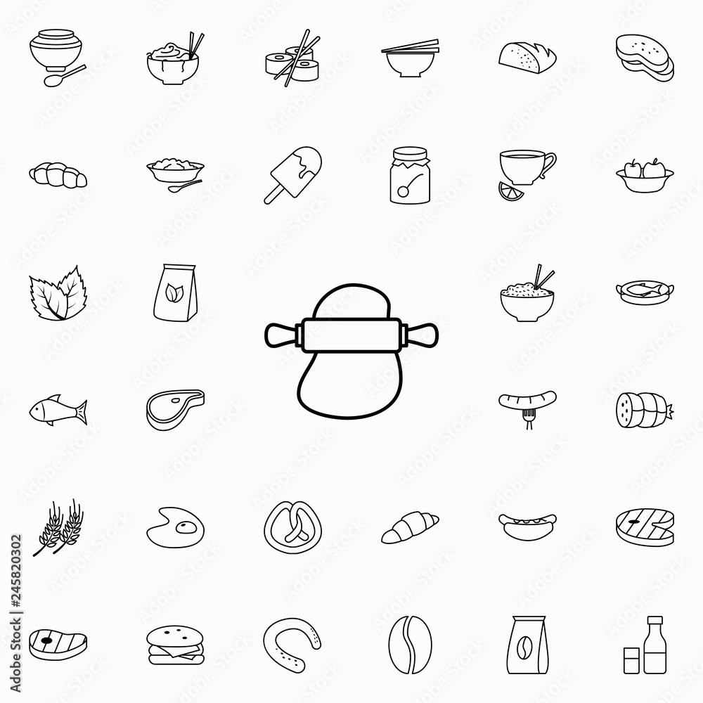 dough and rolling pin icon. Food icons universal set for web and mobile dough and rolling pin icon. Food icons universal set for web and mobile