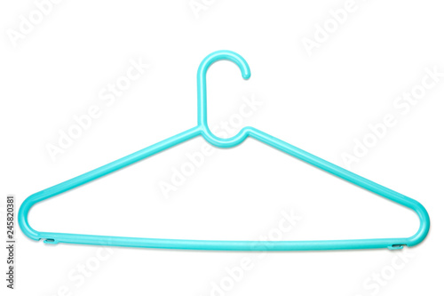 Plastic hanger isolated on white background.