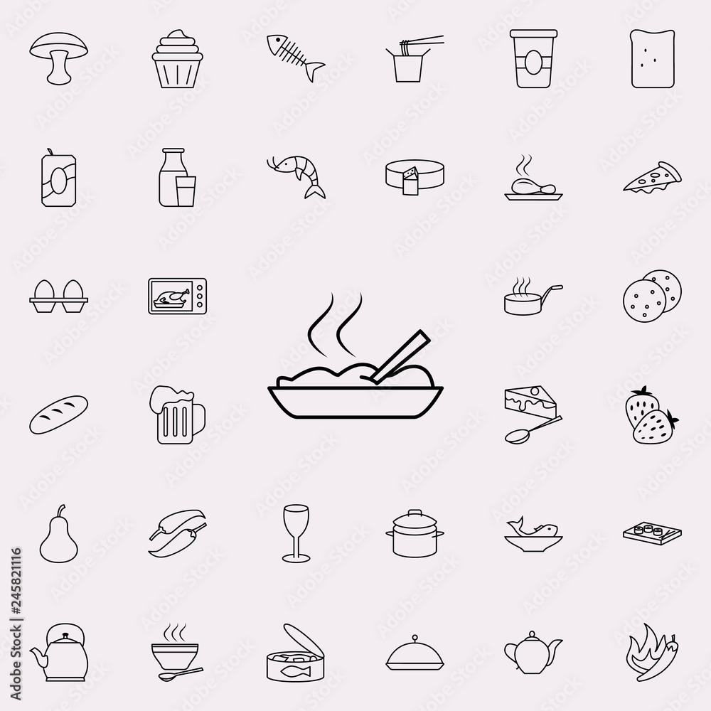hot food in a plate icon. Food icons universal set for web and mobile