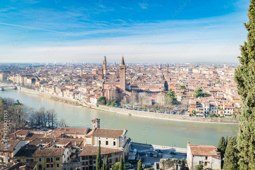 Panoramic view of the historic center of Verona.